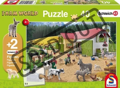 Obrázek k produktu Puzzle Schleich Den na farmě 40 dílků + figurky Schleich