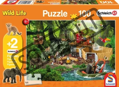 Obrázek k produktu Puzzle Schleich Záchranná stanice 100 dílků + figurky Schleich
