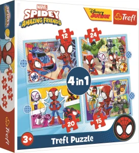 Obrázek k produktu Puzzle Spidey a jeho úžasní přátelé 4v1 (12,15,20,24 dílků)
