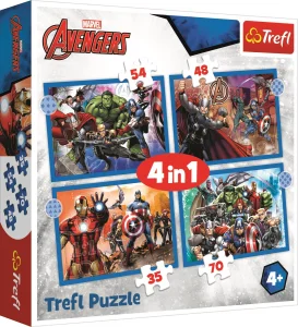 Obrázek k produktu Puzzle Stateční Avengers 4v1 (35,48,54,70 dílků)
