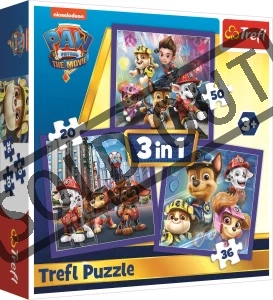 Obrázek k produktu Puzzle Tlapková patrola: Připraveni do akce 3v1 (20,36,50 dílků)