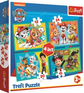 Obrázek k produktu Puzzle Tlapková patrola: Šťastný tým 4v1 (12,15,20,24 dílků)