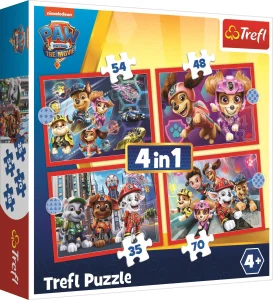Obrázek k produktu Puzzle Tlapková patrola ve městě 4v1 (35,48,54,70 dílků)