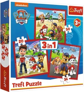 Obrázek k produktu Puzzle Tlapková patrola: Veselí pejsci 3v1 (20,36,50 dílků)