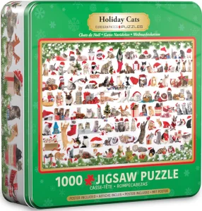 Obrázek k produktu Puzzle v plechové krabičce Vánoční kočky 1000 dílků