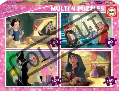 Obrázek k produktu Puzzle Disney Princezny a padouši 4v1 (50,80,100,150 dílků)