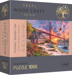 Obrázek k produktu Wood Craft Origin puzzle Západ slunce nad Golden Gate 1000 dílků