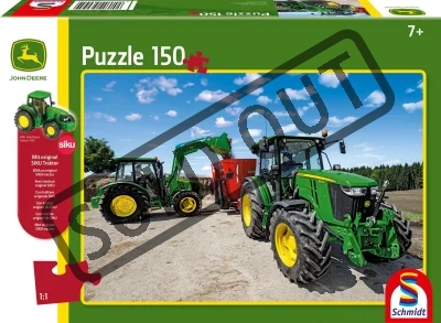 Obrázek k produktu Puzzle John Deere Traktory 5M 150 dílků + model SIKU