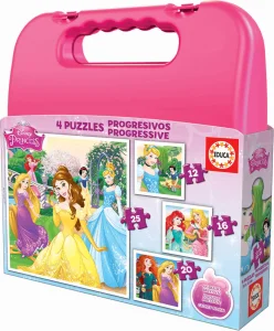 Obrázek k produktu Puzzle v kufříku Disney princezny 4v1 (12,16,20,25 dílků)