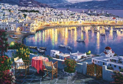 Obrázek k produktu Puzzle Mykonos za soumraku, Řecko 1500 dílků