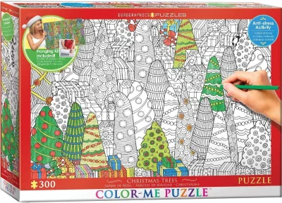 Obrázek k produktu Color me puzzle Vánoční stromky 300 dílků + sada na zavěšení