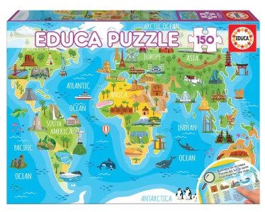 Obrázek k produktu Puzzle Mapa se světovými památkami 150 dílků