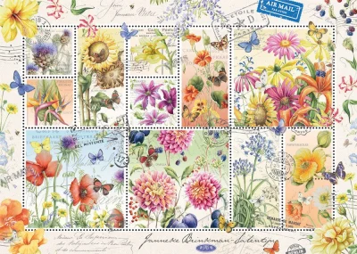 Obrázek k produktu Puzzle Letní květinové známky 1000 dílků