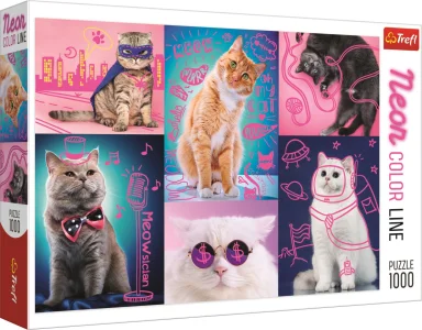 Obrázek k produktu Puzzle Neon Color Line Super kočky 1000 dílků