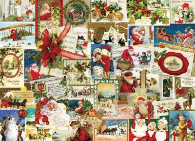 Obrázek k produktu Puzzle Vintage vánoční pohlednice 1000 dílků