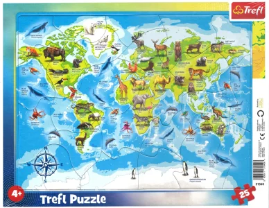 Obrázek k produktu Puzzle Mapa světa se zvířátky 25 dílků