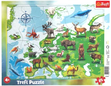 Obrázek k produktu Puzzle Mapa Evropy se zvířátky 25 dílků
