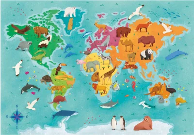 Obrázek k produktu Puzzle Prozkoumej mapu: Světová zvířata 250 dílků