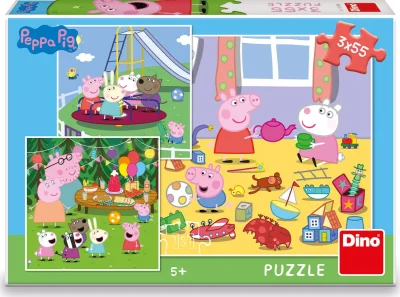 Obrázek k produktu Puzzle Prasátko Peppa na prázdninách 3x55 dílků
