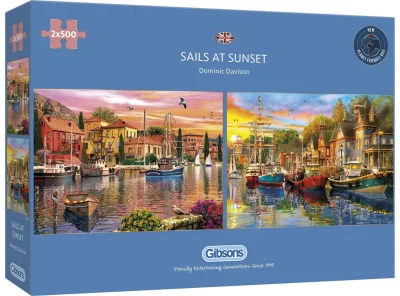 Obrázek k produktu Puzzle Plachetnice při západu slunce 2x500 dílků