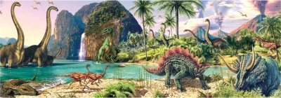 Obrázek k produktu Panoramatické puzzle Dinosauři u jezera 150 dílků