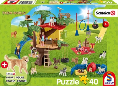 Obrázek k produktu Puzzle Schleich Šťastní pejsci 40 dílků + figurka Schleich