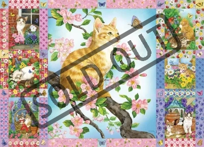 Obrázek k produktu Puzzle Přikrývka s květinami a koťaty 1000 dílků