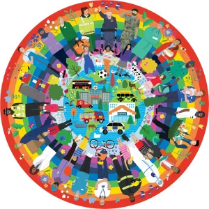 Obrázek k produktu Kulaté puzzle Duhoví hrdinové 500 dílků