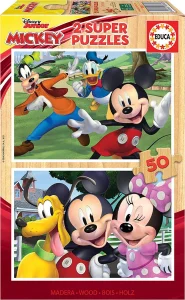 Obrázek k produktu Dřevěné puzzle Mickey a přátelé 2x50 dílků
