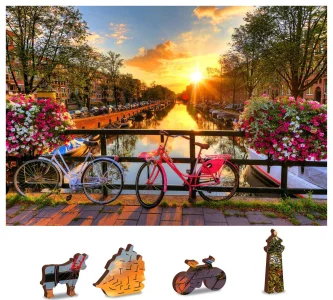 Obrázek k produktu Dřevěné puzzle Kola v Amsterdamu 2v1, 75 dílků EKO