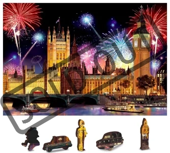 Obrázek k produktu Dřevěné puzzle Noční Londýn 2v1, 600 dílků EKO