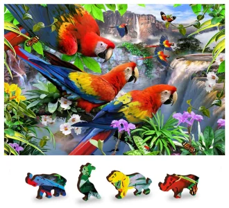 Obrázek k produktu Dřevěné puzzle Ostrov papoušků 2v1, 75 dílků EKO