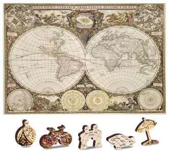 Obrázek k produktu Dřevěné puzzle Antická mapa světa 2v1, 75 dílků EKO