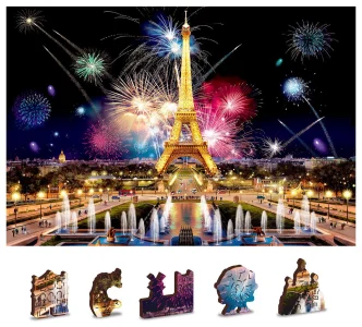 Obrázek k produktu Dřevěné puzzle Noční Paříž 2v1, 150 dílků EKO
