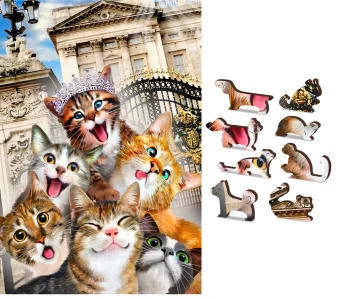 Obrázek k produktu Dřevěné puzzle Koťata v Londýně 2v1, 75 dílků EKO