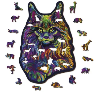 Obrázek k produktu Dřevěné puzzle Duhová divoká kočka 274 dílků EKO