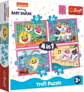 Obrázek k produktu Puzzle Baby Shark: Rodina 4v1 (12,15,20,24 dílků)