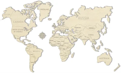 Obrázek k produktu Dřevěná mapa světa velikost L (83x55cm)