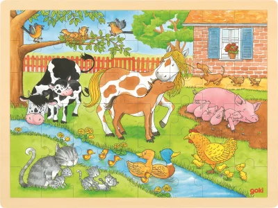 Obrázek k produktu Dřevěné puzzle Život na farmě 48 dílků