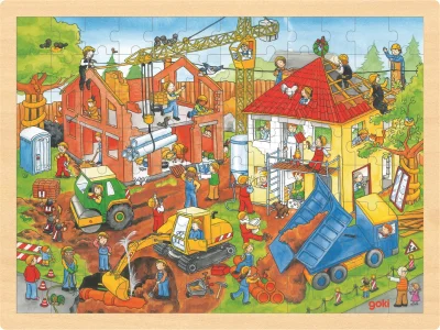Obrázek k produktu Dřevěné puzzle Na staveništi 96 dílků