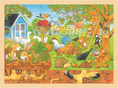 Obrázek k produktu Dřevěné puzzle Zákoutí naší zahrady 96 dílků