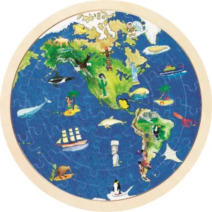 Obrázek k produktu Oboustranné dřevěné puzzle Svět 57 dílků