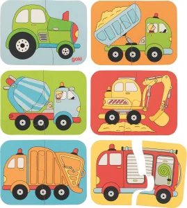 Obrázek k produktu Dřevěné puzzle dvojice Dopravní prostředky 6x2 dílků