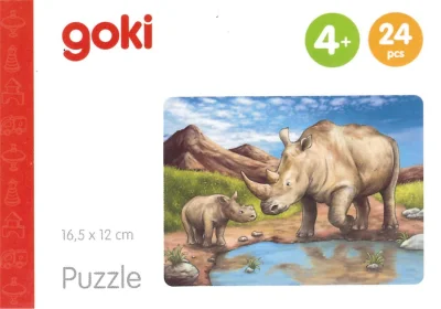 Obrázek k produktu Dřevěné puzzle Africká zvířata: Nosorožci 24 dílků