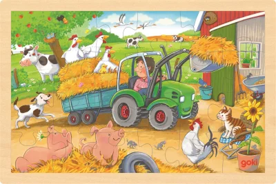 Obrázek k produktu Dřevěné puzzle Malý traktor 24 dílků