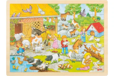 Obrázek k produktu Dřevěné puzzle Dětská Zoo 48 dílků