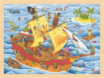 Obrázek k produktu Dřevěné puzzle Piráti 96 dílků
