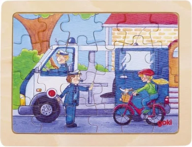 Obrázek k produktu Dřevěné puzzle Policie při práci 24 dílků