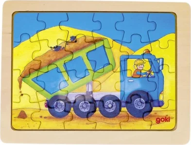 Obrázek k produktu Dřevěné puzzle Při práci s náklaďákem 24 dílků