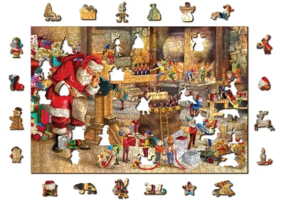 Obrázek k produktu Dřevěné puzzle Santova dílna 2v1, 505 dílků EKO